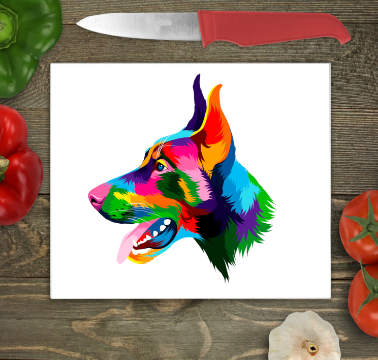 Doberman Glass Chopping Board, Doberman Glass Chopping Board